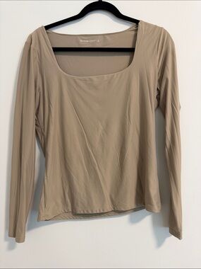 Abercrombie & Fitch Taupe Scoop Neck Long-Sleeve Top